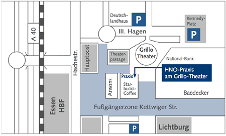 Anfahrt Skizze Hals-Nasen-Ohren Arzt Essen